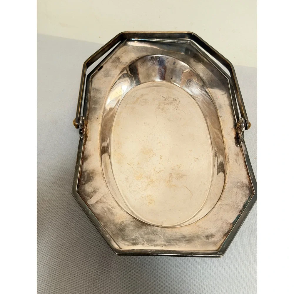 FB Rogers Silver Co Serving Tray Silver Quadruple Plate Octagon 02994 Patina